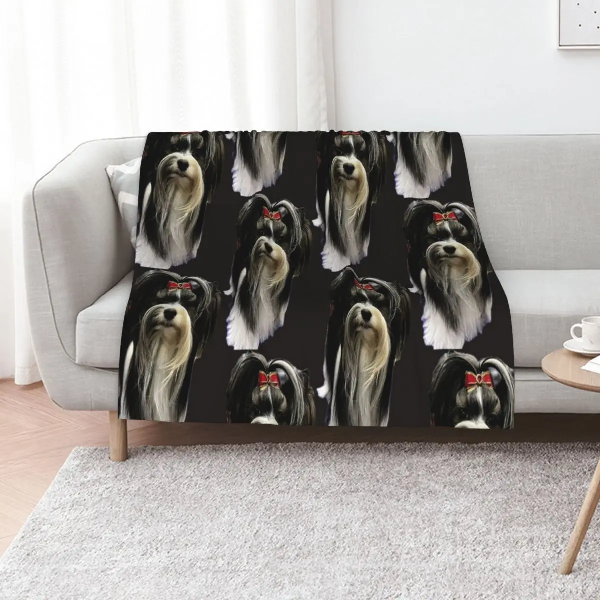 Hermosa manta de terrier Biewer, manta acogedora para el hogar, regalo para las fiestas navideñas