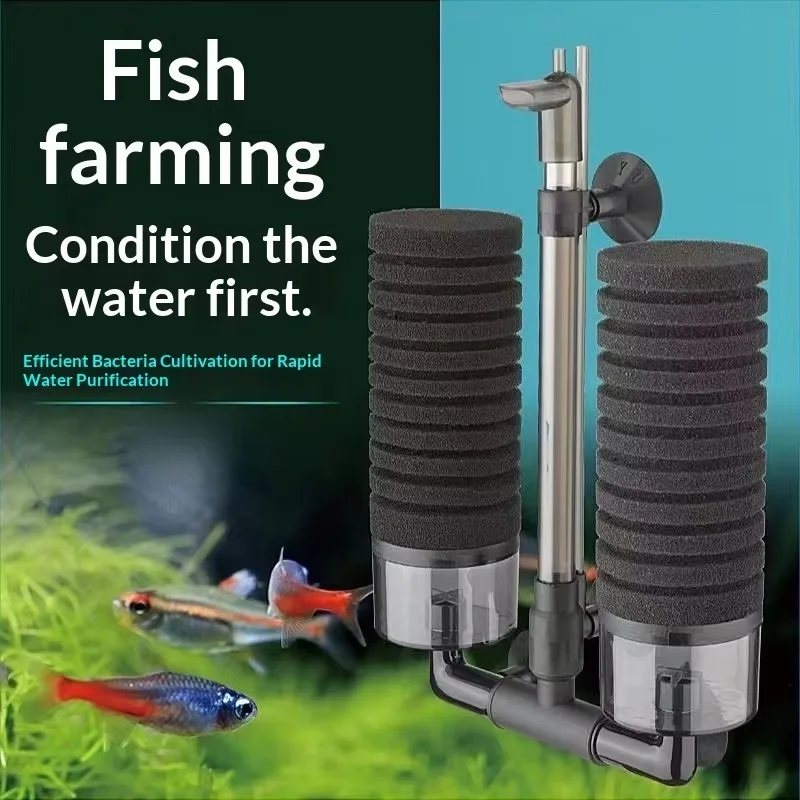 

Aquarium Sponge Filter with Dual Bio Filtration for Small Fish Tank Waste Removal and Oxygenation