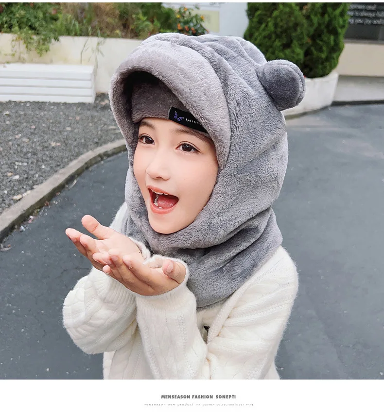 4 5 6 7 8 Years Old Baby Girls Winter Hat Boys Warm Scarf Hat Kids Thick Earflap Hood Cap with Ear