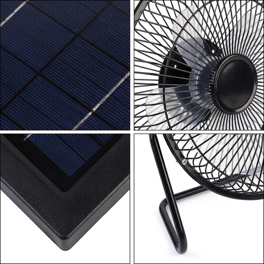 5.2W Solar Powered Fan for For chicken Coops Dog Kennels 8 Inch Brushless Fan with USB Output and Two Settings