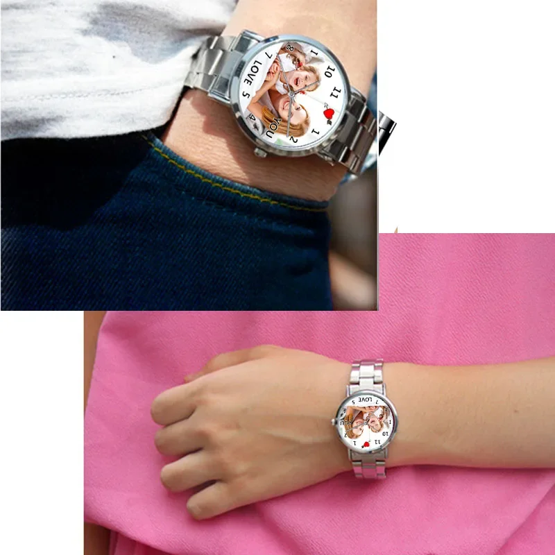 ساعة شخصية إبداعية لعشاق ساعة طباعة الصور تخصيص ساعات الصور للرجال والنساء