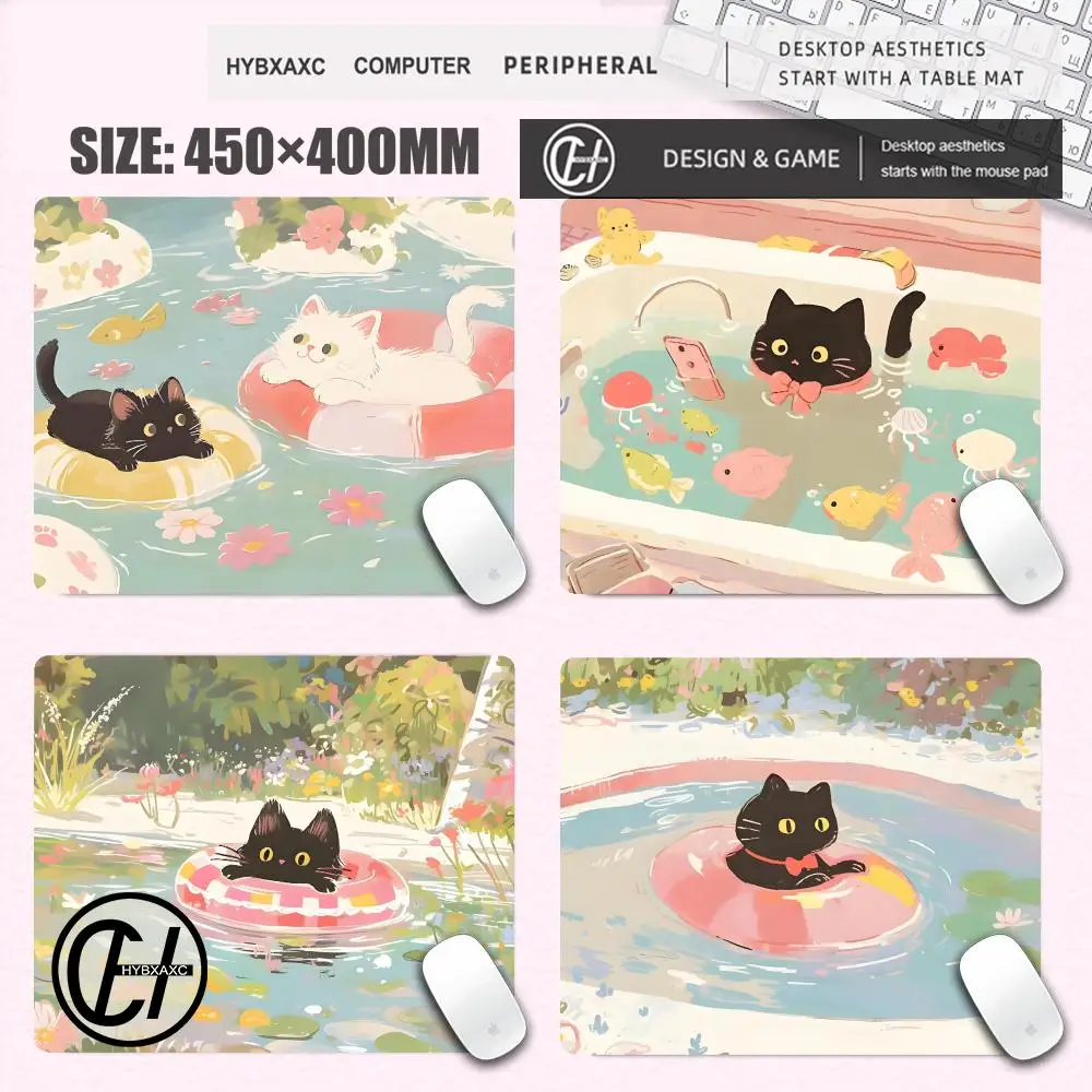 

Kawaii Cats Theme Mouse Pad Small Computer Office Game Table Mat 45×40 Rubber Anti-slip Stitched Edge Keyboard Desk Pads