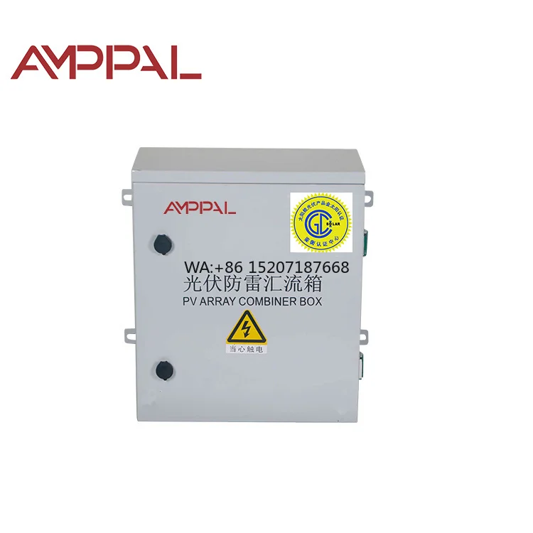PV Combiner Box with 1000V DC Cat III Overvoltage Protection AMPPAL AFV-CD16 16-in-1 IP65 Waterproof & Dustproof Metal DC Solar