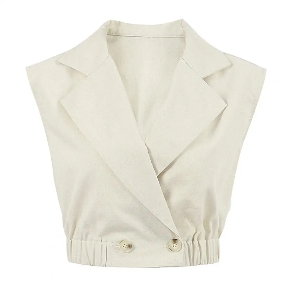 Bottoni chiusura Top donna gilet Top elegante Cardigan con scollo a v Top corto con orlo elastico da donna con bottoni estivi