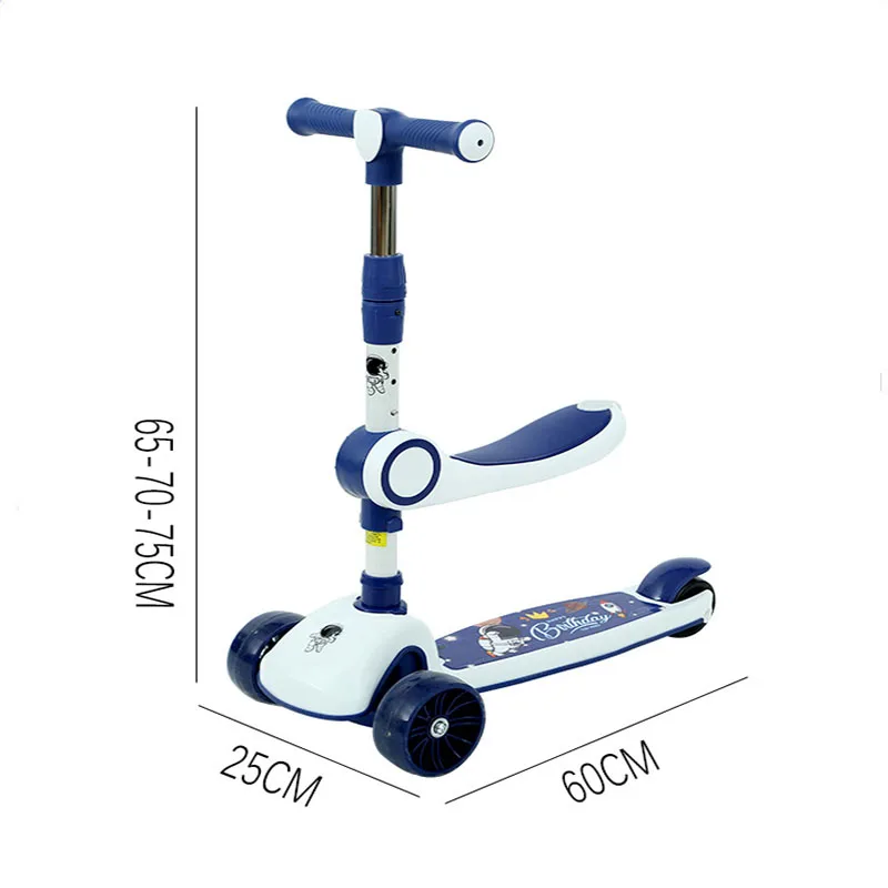 Foldable Kick Scooters For 2-10 Years Kids Boys Girls Music Board Seat Flash Wheels Adjustable Height Child Cycling Foot Scooter