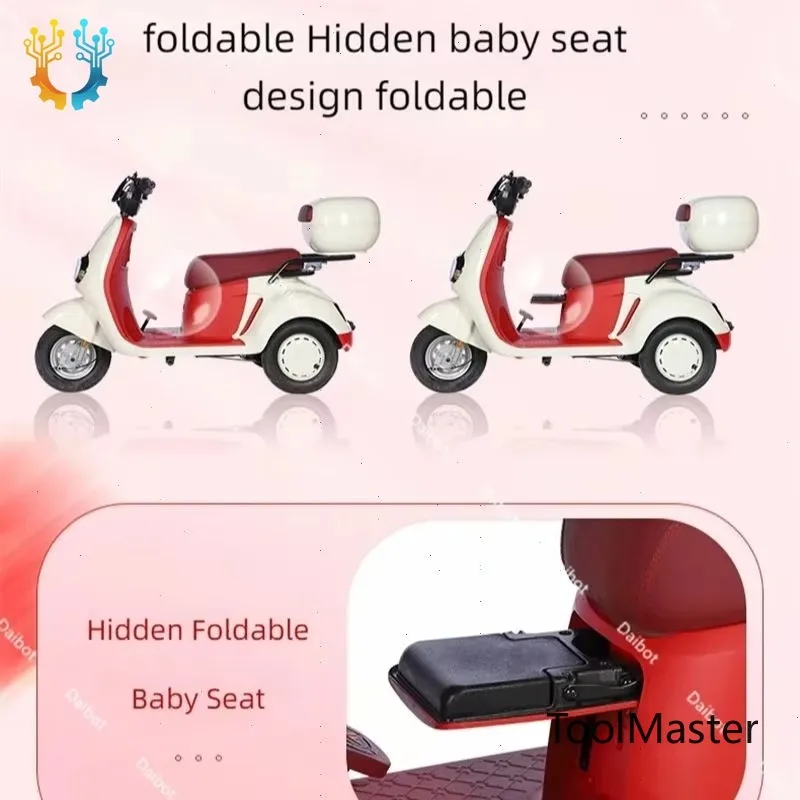 

【2026】Elderly Electric Tricycle For Two Persons Family With Hidden Baby Seat 800W Foldable Three Wheel Electric Scooter Adult Wo