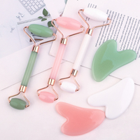 2PCS- facial massage set, including manual double-headed facial massage roller and heart-shaped scraping board, portable tools.