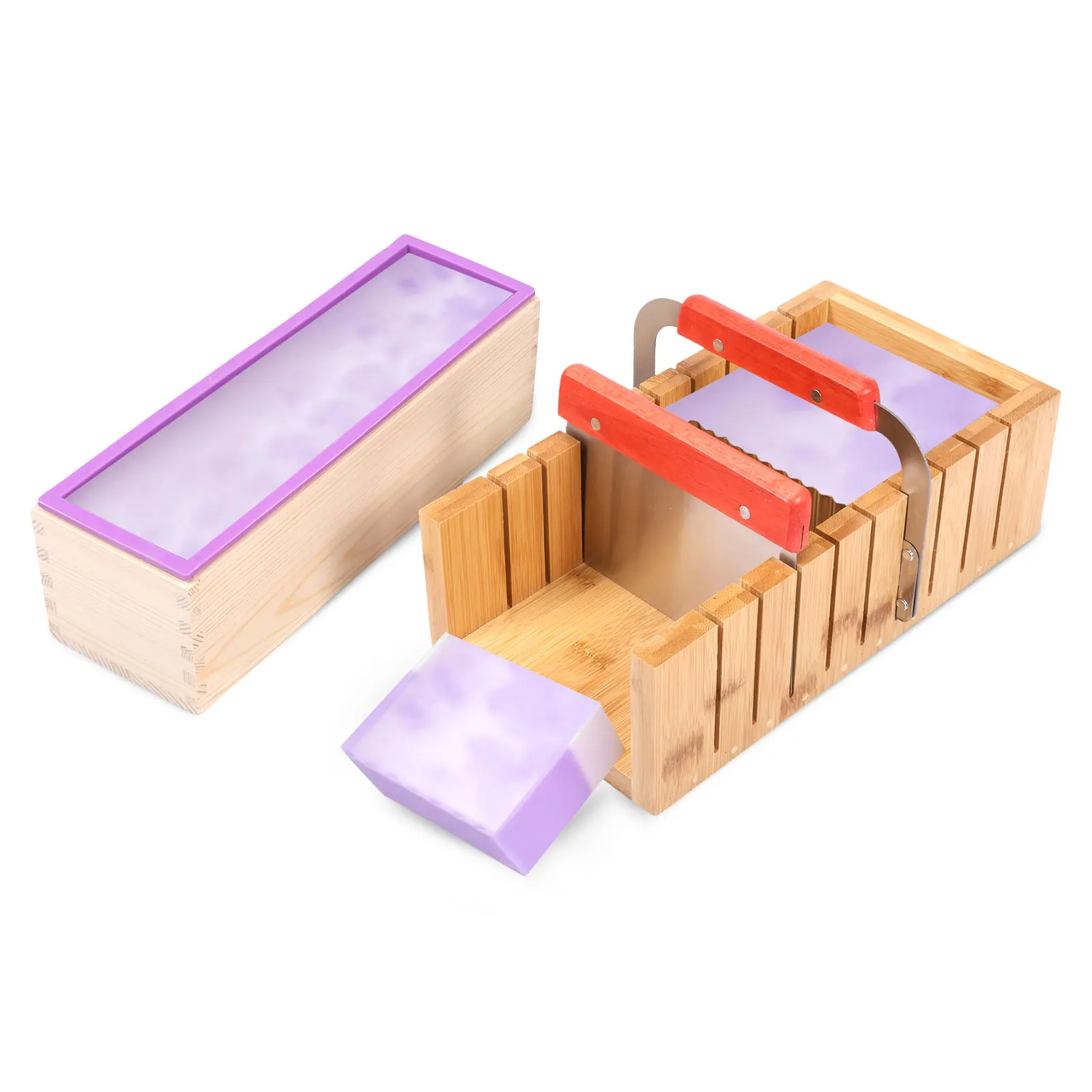 

Silicone Soap Mold Flexible Rectangular Loaf Mold Wooden Silicone Soap Rectangular Mold with Wood Box Soaps DIY Making Tool