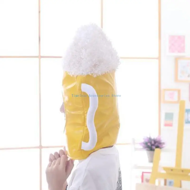 97QE للإبداع الياباني مضحك كأس الأرز البيرة الصفراء أفخم قبعة لعبة الكرتون كامل القبعات قبعة تأثيري حلي فستان بتصميم حالم حتى