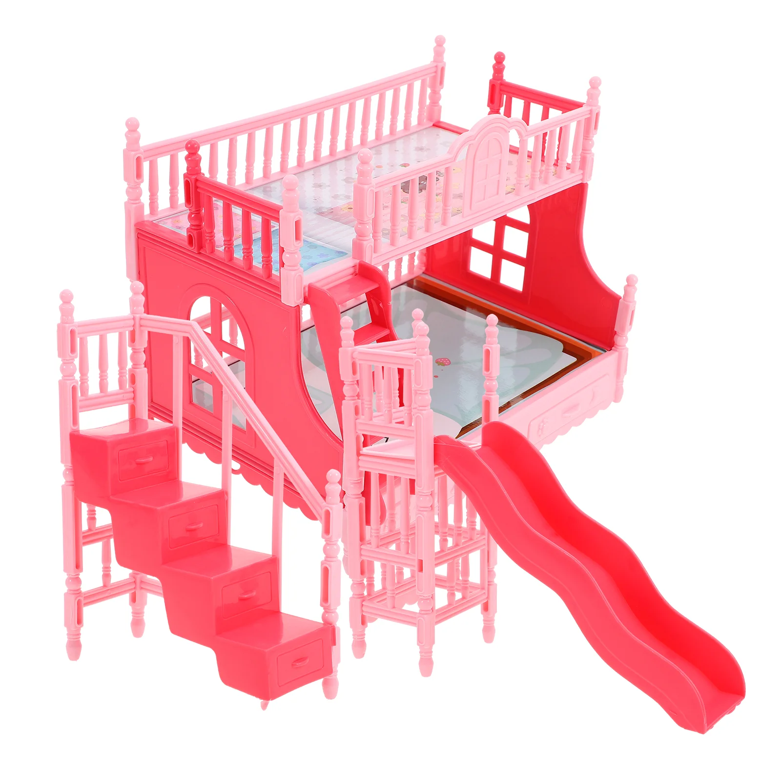 Mini Decorate Bunk Bed Set Playset Accessories Abs House Decoration Furniture