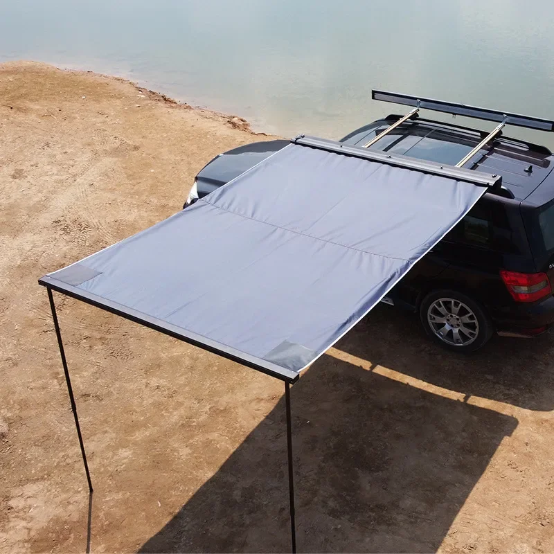 Aluminium Retractable Side Awning with Light 2000mm x 3000mm for Truck Campers 6.6ft x 9.8ft Sun Shelter