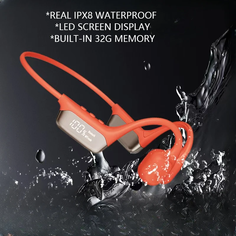 หูฟังกีฬาแบบเปิดหู กันน้ำระดับ IPX8 สำหรับว่ายน้ำ ใช้เทคโนโลยีการส่งผ่านเสียงผ่านกระดูก บลูทูธ 5.4