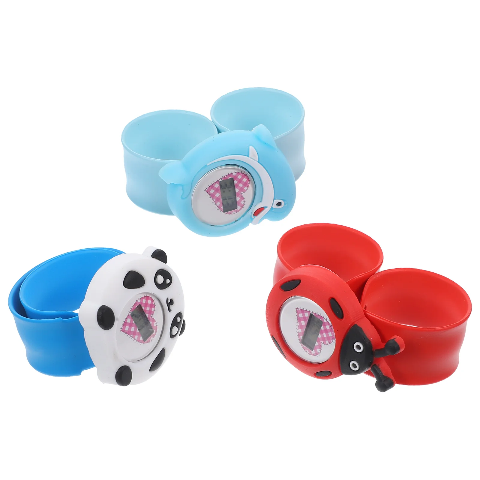 3 stuks siliconen elektronisch voor cartoonpatroon helder Arabische cijfers polshorloge mooi klophorloge studenten