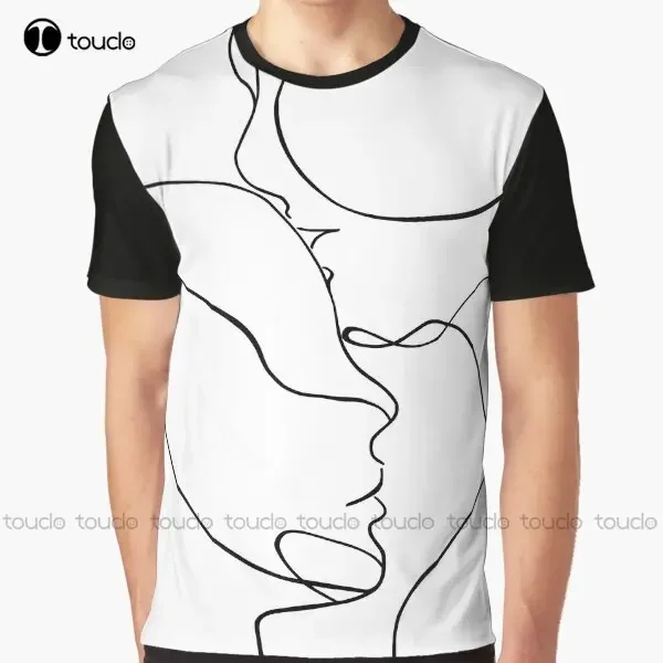 Faces Touching Line Art Graphic T-Shirt Digital Printing Tee Shirts Streetwear Xxs-5Xl New Popular Unisex Christmas Gift