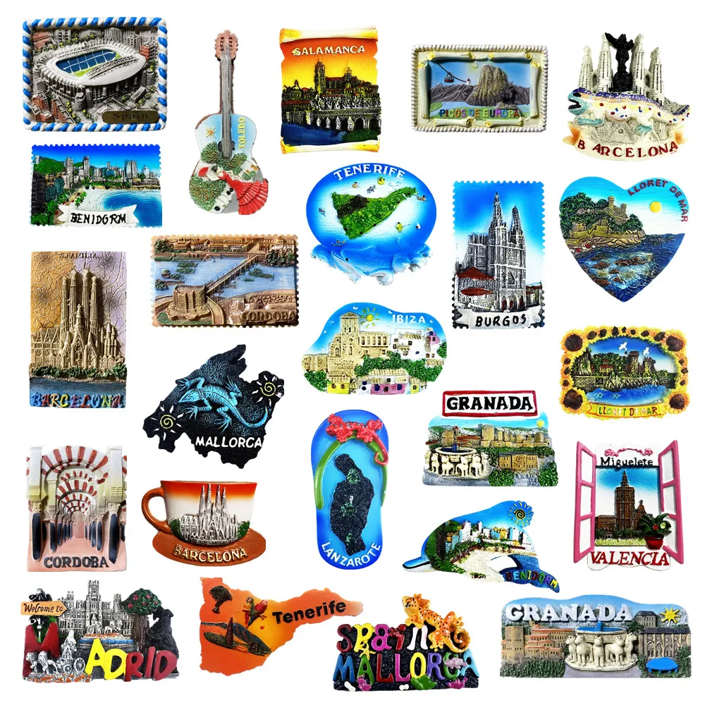 Europe Spain 3D Refrigerator Magnet Tourist Souvenirs Stickers,Home & Kitchen Decoration Fridge Magnet Message Sticker