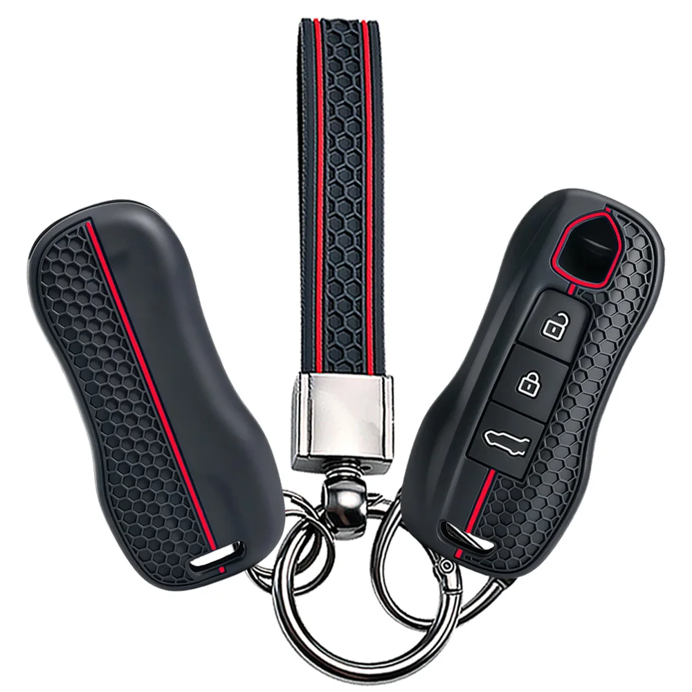 Keychain Silicone Car Remote Key Case for Porsche Cayenne 958 911 Lepin 996 Macan Boxster Panamera 997 944 924 718 971 9YA