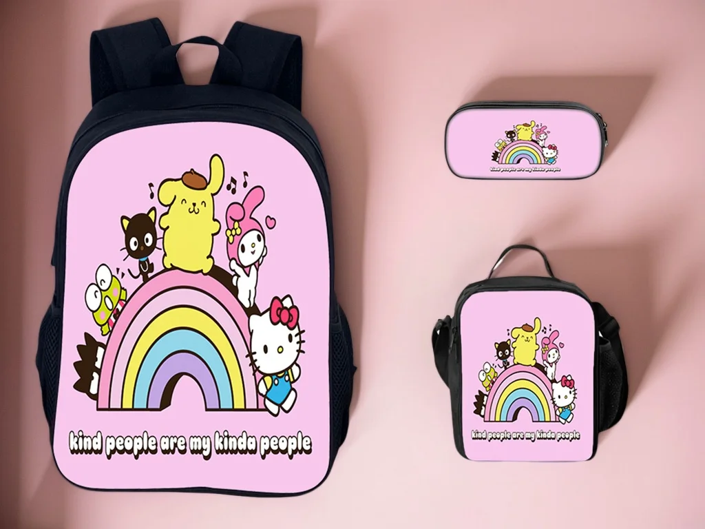 

3 Pcs Pompompurin Graphic Backpack Set Kids Back to Schoolbags 3 in 1 Student Book Bag Set,Insulated Lunch Bag for Boy Girl