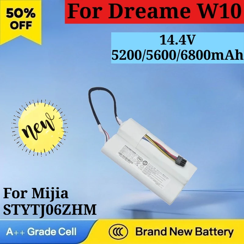 

For Mijia No Wash Pro STYTJ06ZHM Battery for Dreame W10 W10s W10Plus W10Pro Sweeper Suitable Battery 14.4V 5200/5600/6800mAh