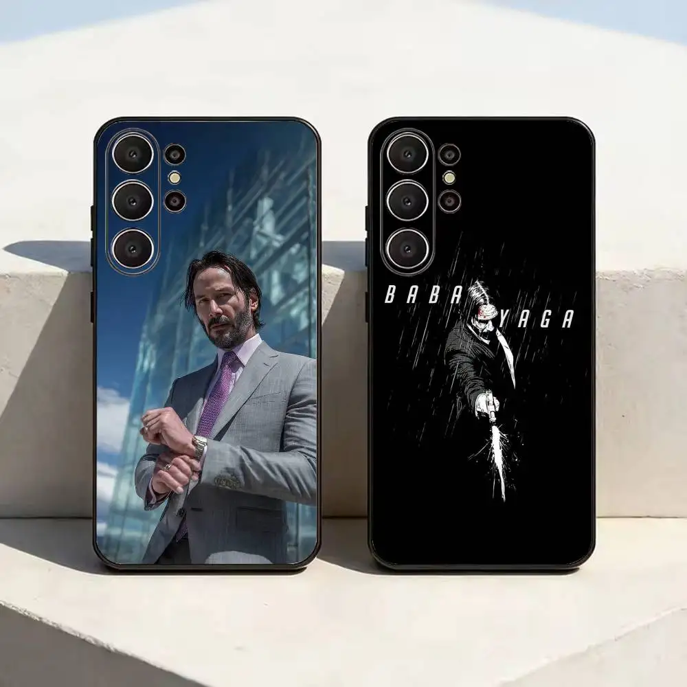 M-Movie Character J-John W-Wick Black Soft Silicone Phone Case for Samsung Ultra S26, S24, S21, S22, S23, S30, Plus, Lite