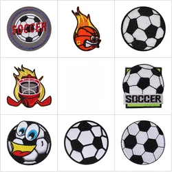 Embroidery Soccer Badge Iron on Ball Patch Basketball Baseball Rugby Football Cartoon Mini Cloth Appliques for Tshirt Jersey DIY