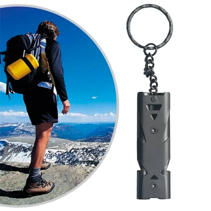 

Emergency Whistling Double Tube Whistle Lifesaving Emergency SOS Keychain Whistle Keyring for Survival Outdoor Hiking Camping