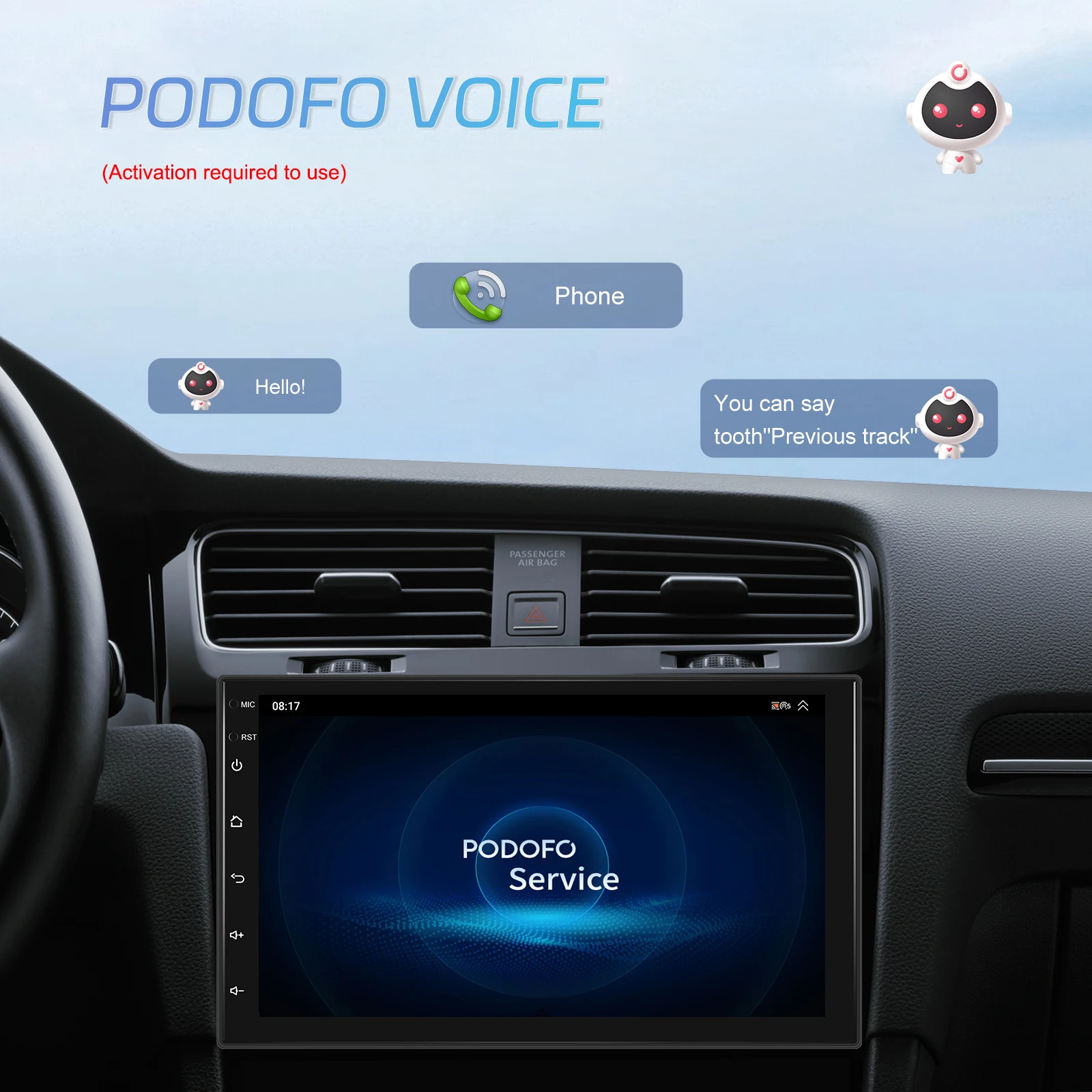 Podofo 2Din 4+64G Android Autoradio Snapdragon 8-Kern Universelles Intelligentes Autosystem Carplay Android Auto GPS WLAN Mirror Link – Detail 14