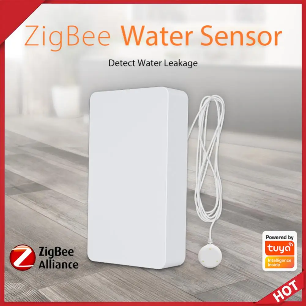 

Tuya ZigBee Overflow Security Alarm System Remote Control 2.4GHz Smart Water Sensor Battery Powered Portable for Apartment
