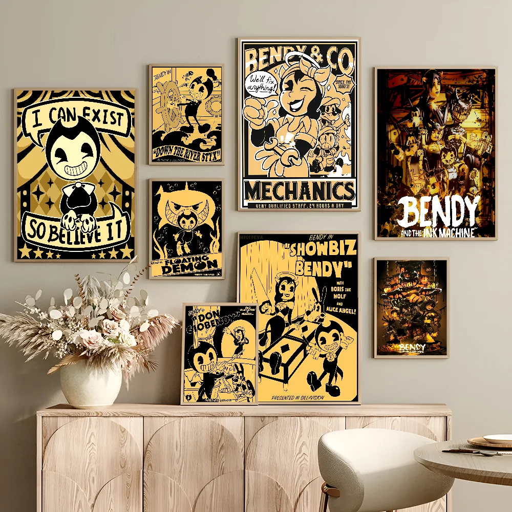 B-Bendy And The I-Ink M-Machine Anime Posters Sticky HD Quality Wall Art Retro Posters For Home Room Wall Decor