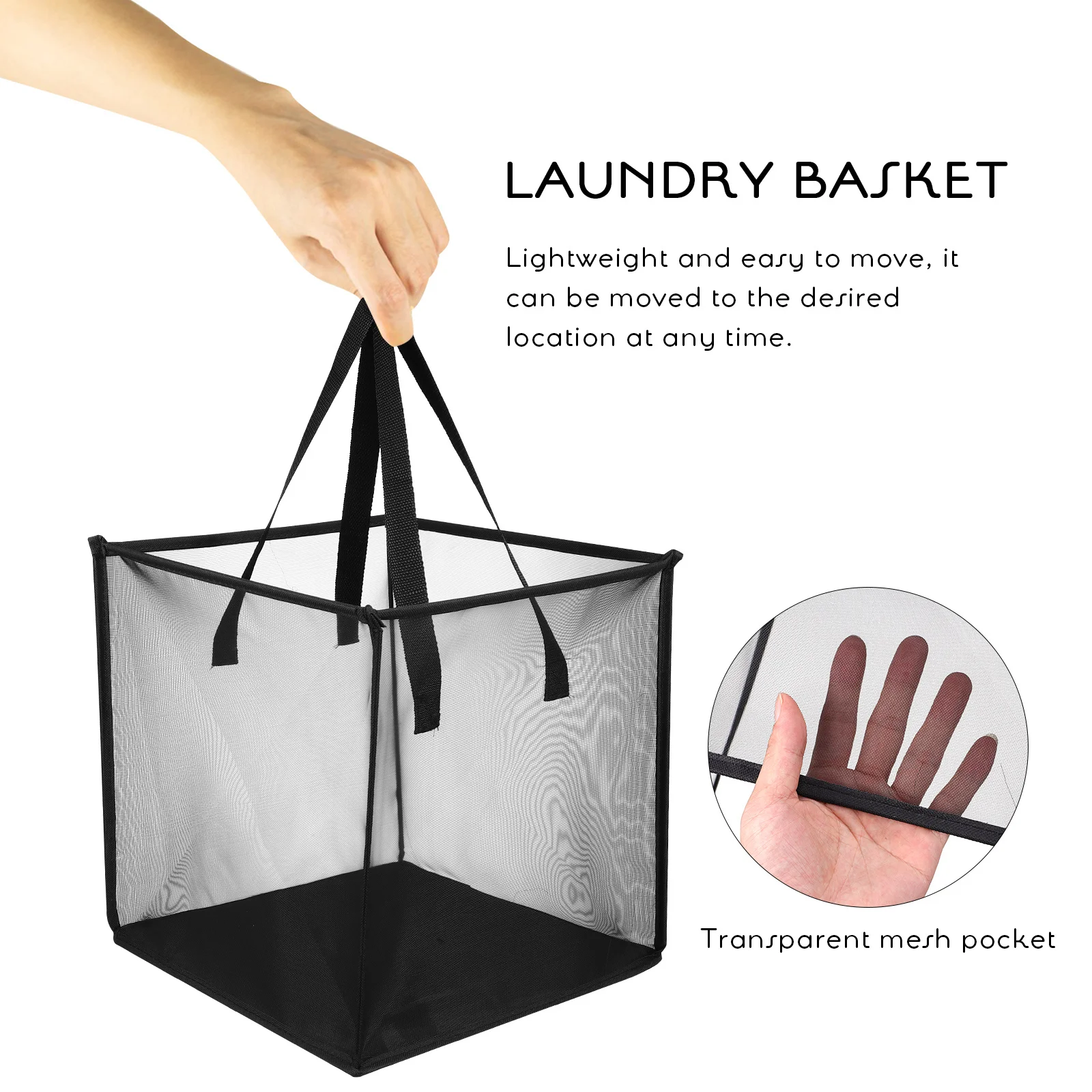 

2Pcs Collapsible Mesh Laundry Baskets Foldable Hamper Double Layer Large Capacity Dirty Clothes Storage Basket with Strong