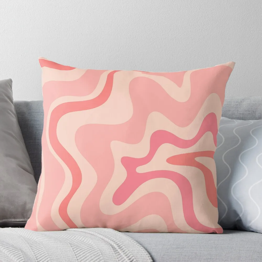 

Liquid Swirl Retro Contemporary Abstract in Soft Blush Pink Throw Pillow Christmas Covers For Cushions home decor items