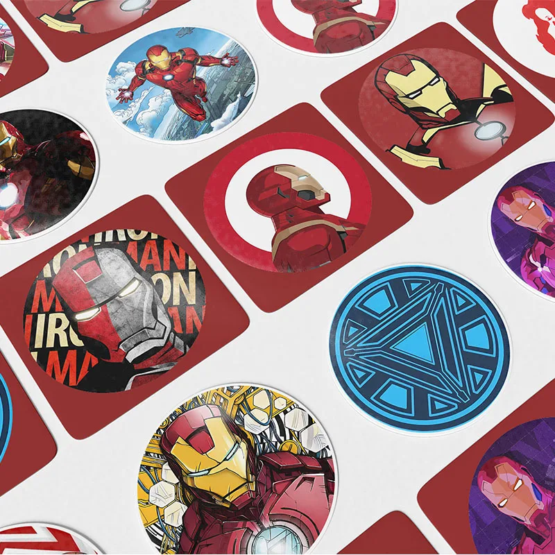 Iron Man Round Sticker Scrapbook Envelope Seal Scrapbooking School Teacher Gift for Kids Reward Stickers Cookie Wraps Decor