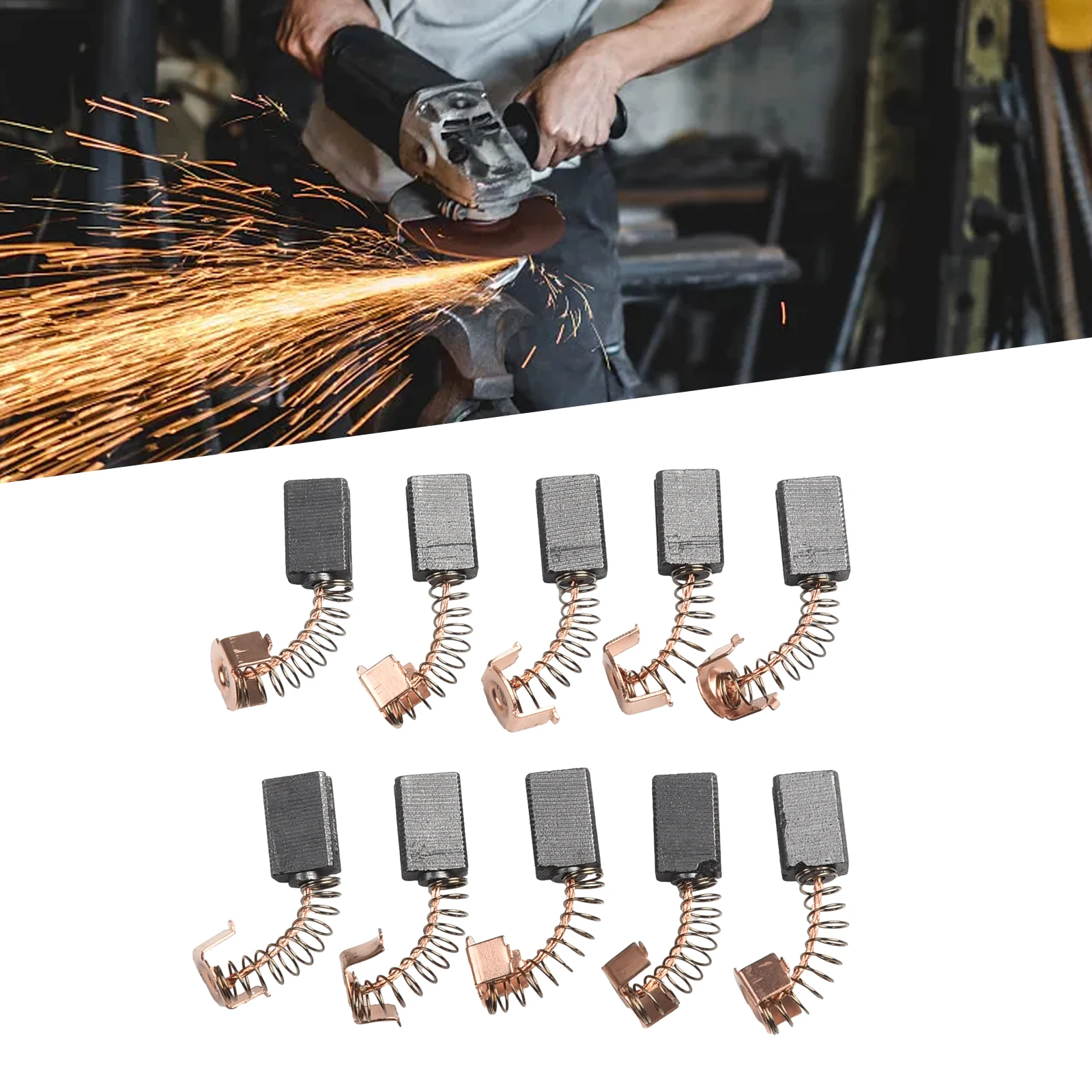 10 Pack Carbon Brushes 5x8x12mm for Angle Grinder G720 to Enable Motor Brush Replacement and Operational Consistency