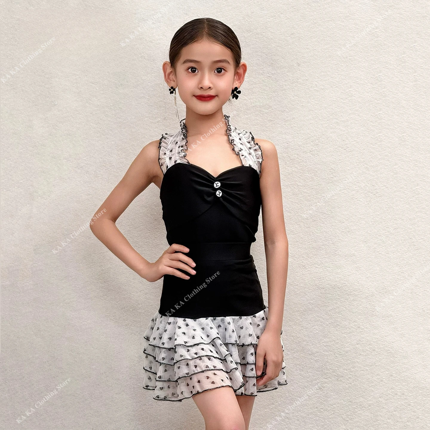 

Tango Salsa Latin Dance Costume Girls Rumba Samba Latin Practice Dance Dress Kids Competition Ballroom Dress Standard Children