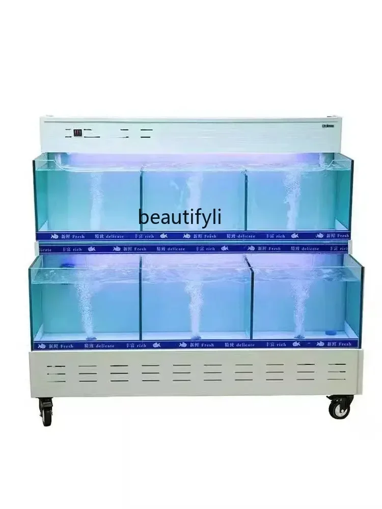 

Seafood Fish Tank Commercial Fresh Produce Supermarket Mobile Shellfish Pool Refrigeration Special Aquatic Product Display