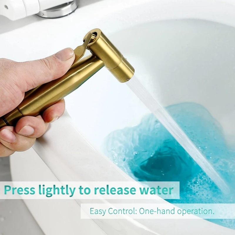 

Brushed Gold Bidet Sprayer Faucet Wall Single Cold Water Stainless Steel Bathroom Toilet Hygienic Shower Shattaf Valve Jet Set
