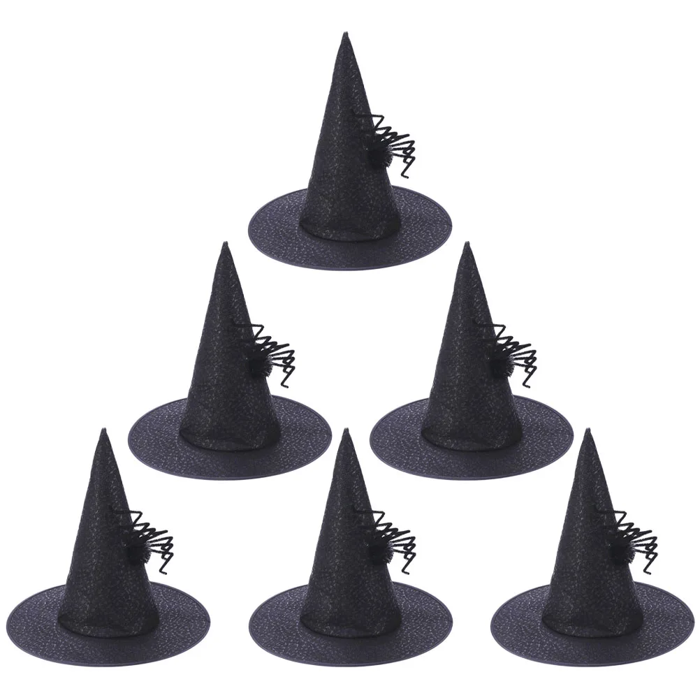 

6 Pcs Big Spider Witch Hat Comfortable Wear Resistant Halloween Costume Decor Non woven Fabric Party Accessories Elegant Design