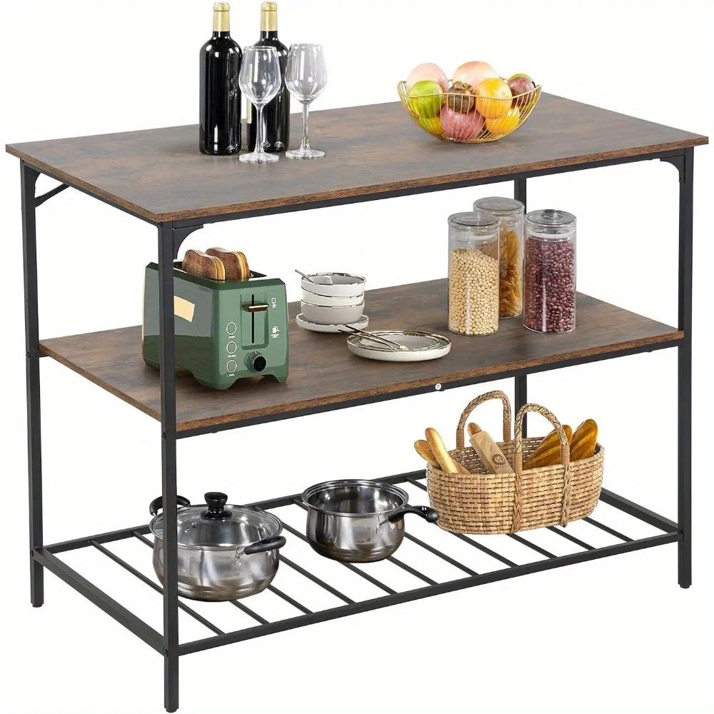 

3 Tier Kitchen Island Kitchen Storage Kitchen Counter with Large Storage Space