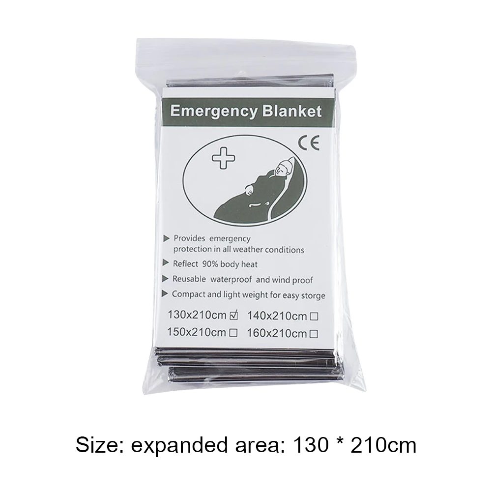 1-10pcs Outdoor Emergency Survival Blanket Silver Waterproof First Aid Rescue Curtain Foil Thermal Military Blanket for Camping