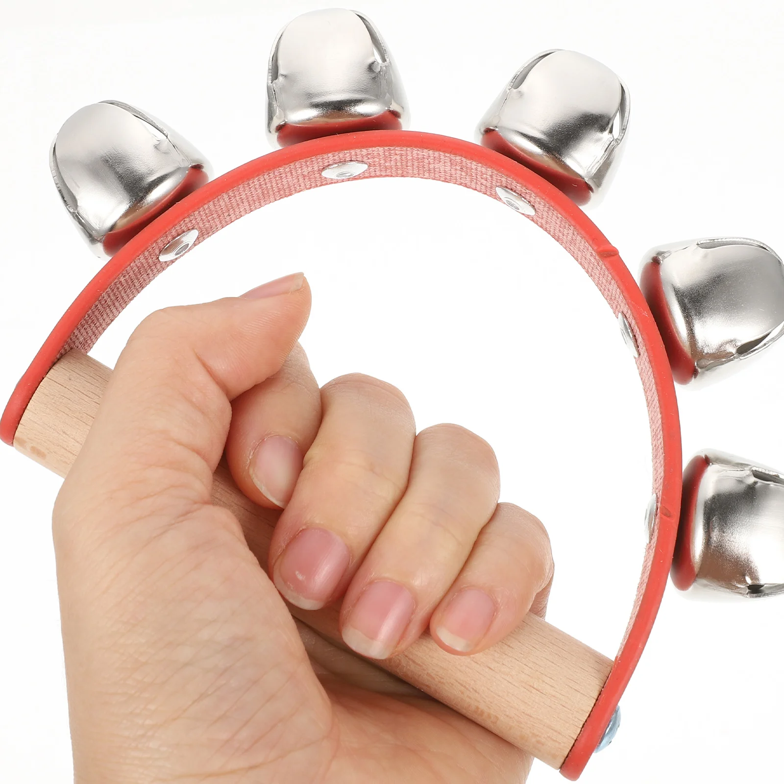 Conjunto de sino portátil de tecido vermelho, 4 unidades, instrumentos musicais para crianças, sinos de madeira, chocalhos, educação precoce, brinquedos, presentes de percussão