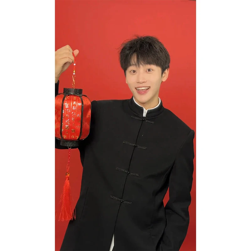 

New Chinese Sle Men's Stand Collar Jaet oulder Pads Wedding Young People's Zhongan Suit Spring Autumn Casual Loose Fit