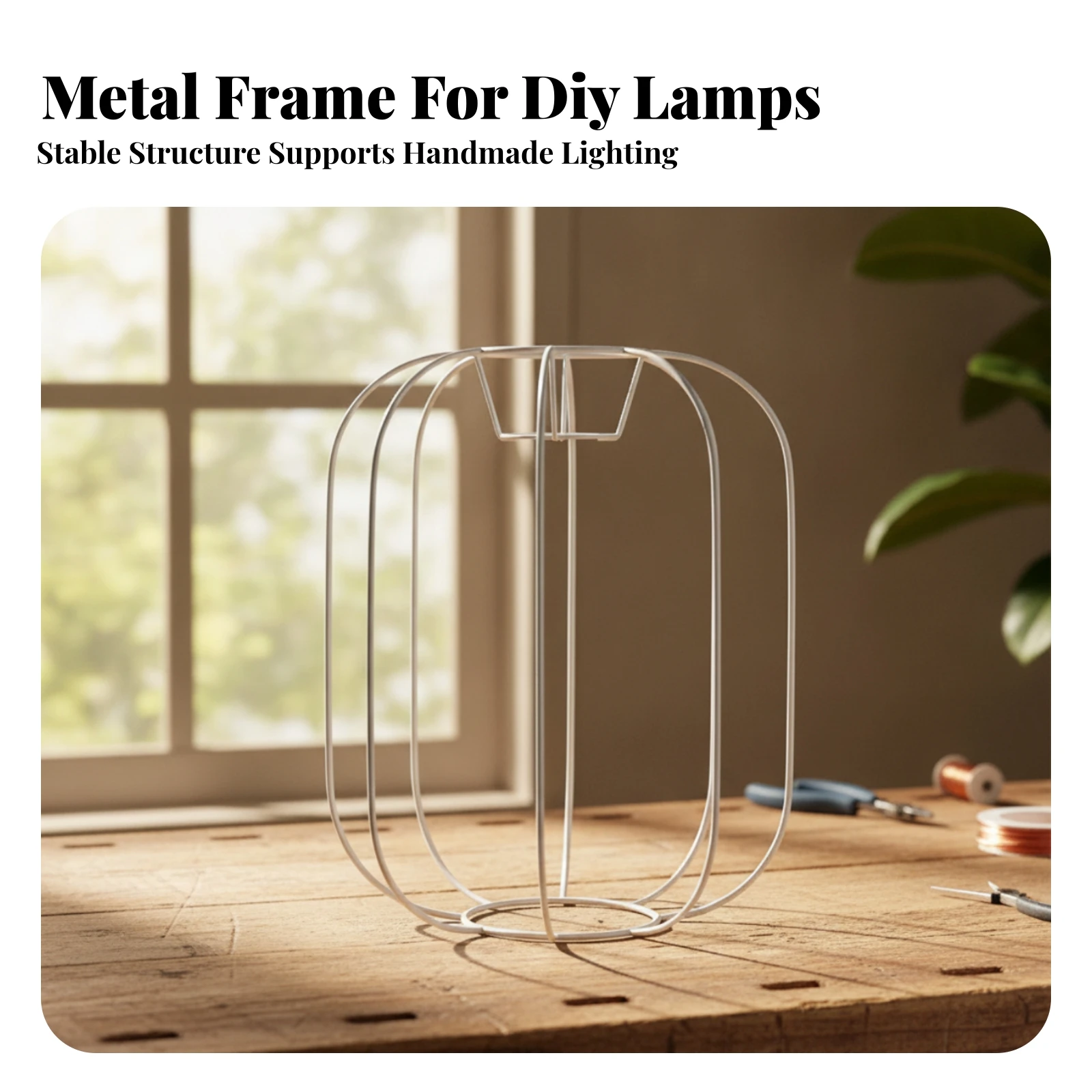 Lantern Lamp Frame Vintage-Inspired Wire Lamp Shade Frame Hardware Easy to Install Lightweight for Crafters, Home Decor