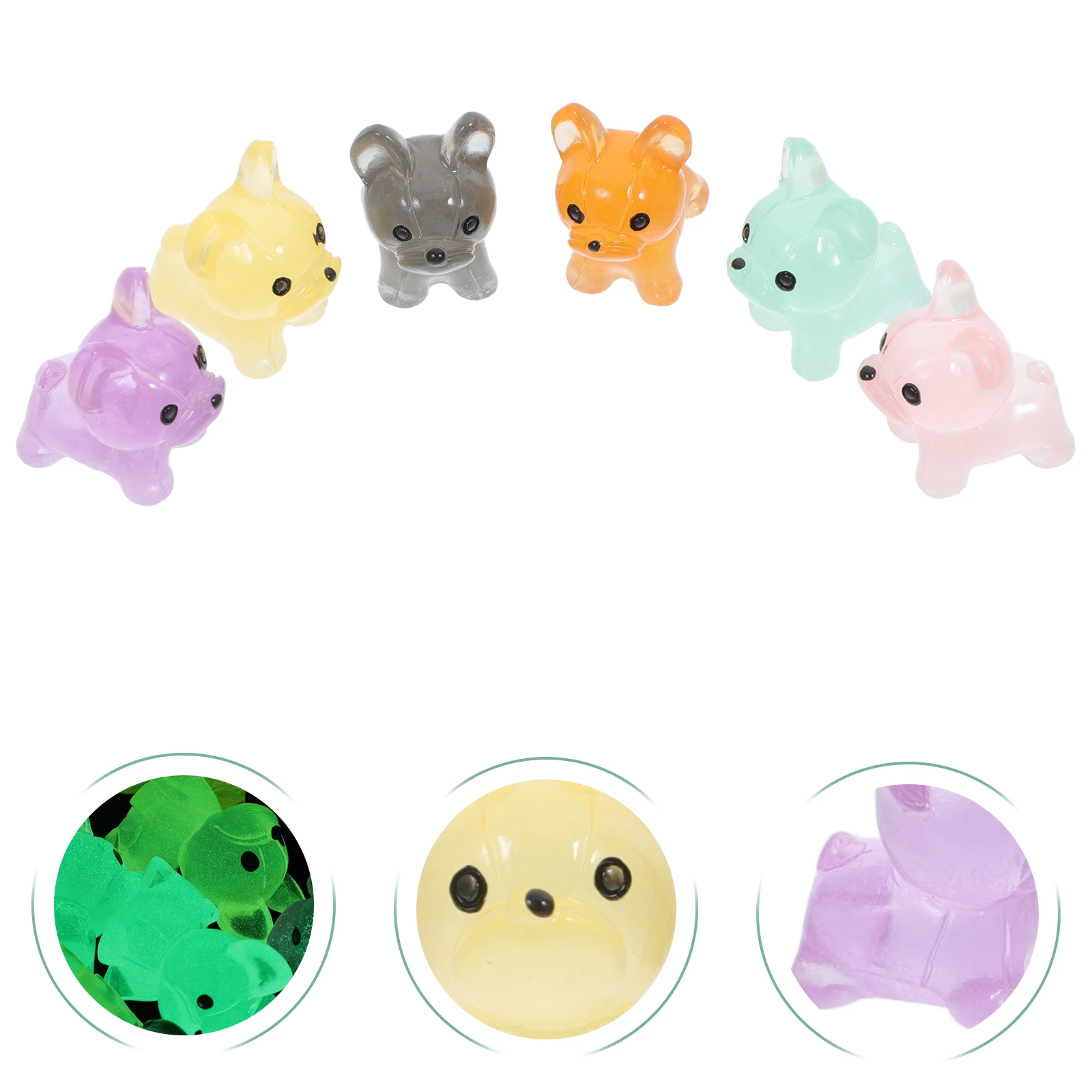 

12pcs Night Figurines Mini Resin Puppy Ornaments Craft Decor Micro Landscape Garden Tiny Statues Glow In Dark Dog