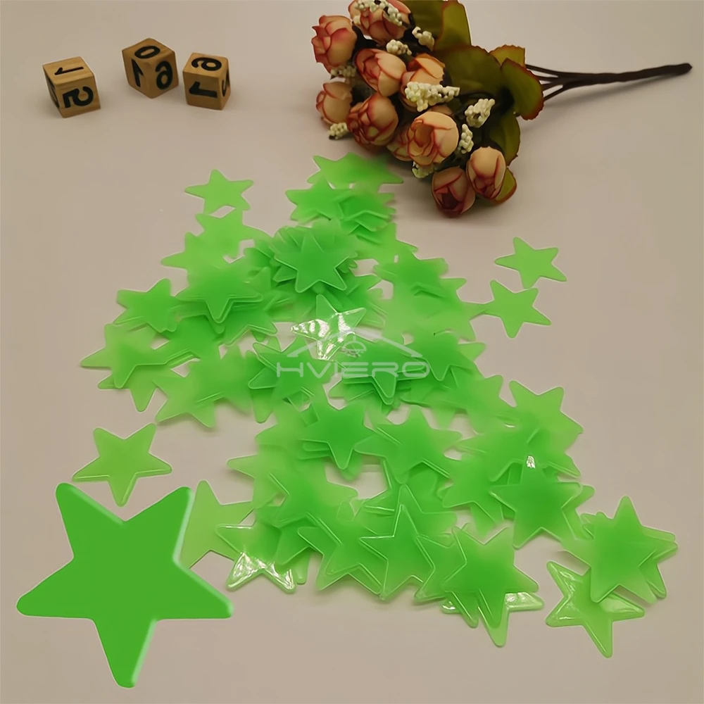 50X Glowing 3D Stars Glow in Dark on Wall Decoration Stickers Kids Baby Room Bedrooms Ceilings Home Fluorescent Pentagram Paper