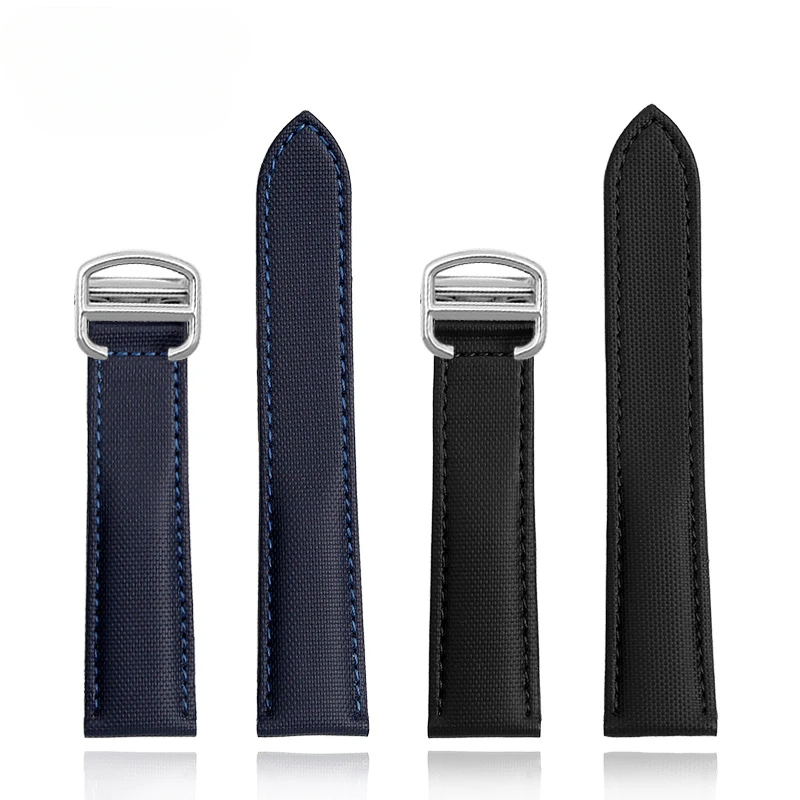 Para cartier londres tanque deve 18 20mm pulseiras de lona premium fivela de aço inoxidável anti-risco pulseira de náilon leve