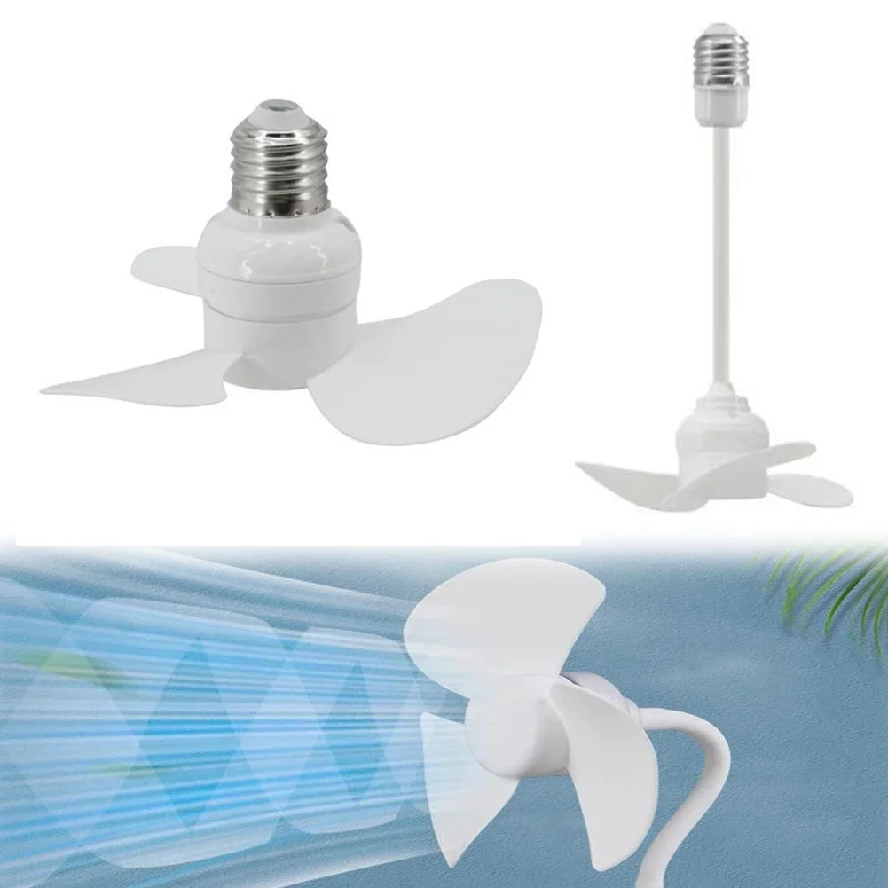 1pcs Household Electric Fan Indoor Ceiling Fan E27 Screw Mouth Brushless Motor 140mm Bedroom Silent Fan LED Energy-saving Fan