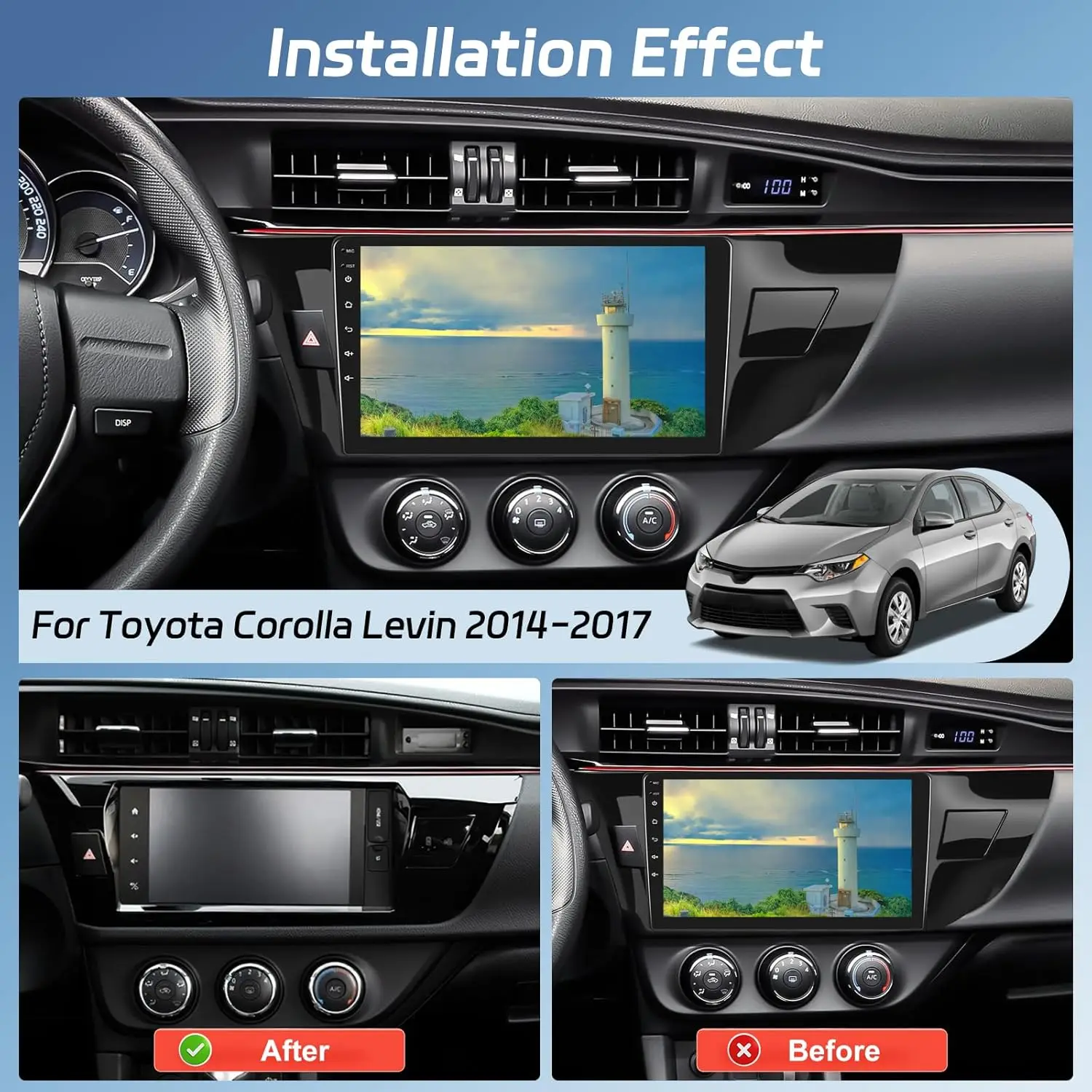 2 + 64gb para toyota corolla levin 2014-2017 rádio do carro 10.1 'tela sensível ao toque android auto estéreo do carro com carplay sem fio, dsp, wifi,