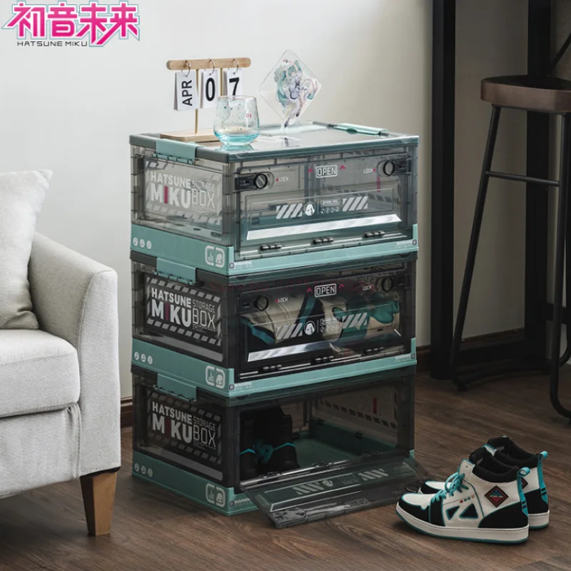 2023 New Anime Hatsune Miku Figure Model Camping Supply Box Shoe Rack Folding home multi-layer storage box Cosplay props Gift