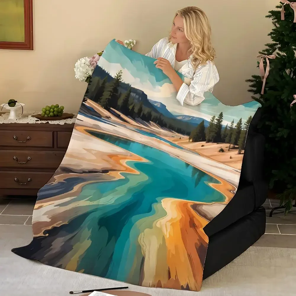 Scenery Y-Yellowstone N-National P-Park Throw Flannel Blanket, Soft Warm, Durable & Washable cute Cool