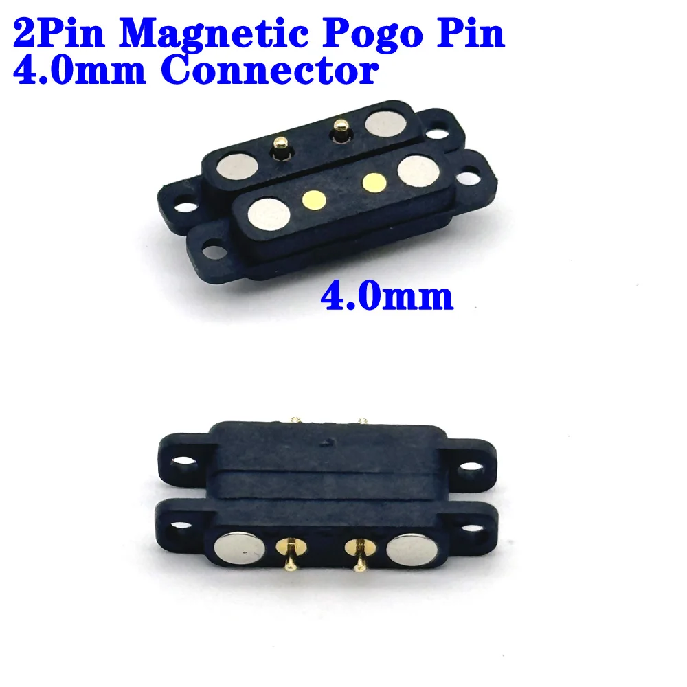 

1Pair 2Pin With Ears Waterproof Spacing 4.0mm Magnetic Pogo Pin Connector Pogopin Male Female Spring Loaded DC Power Socket