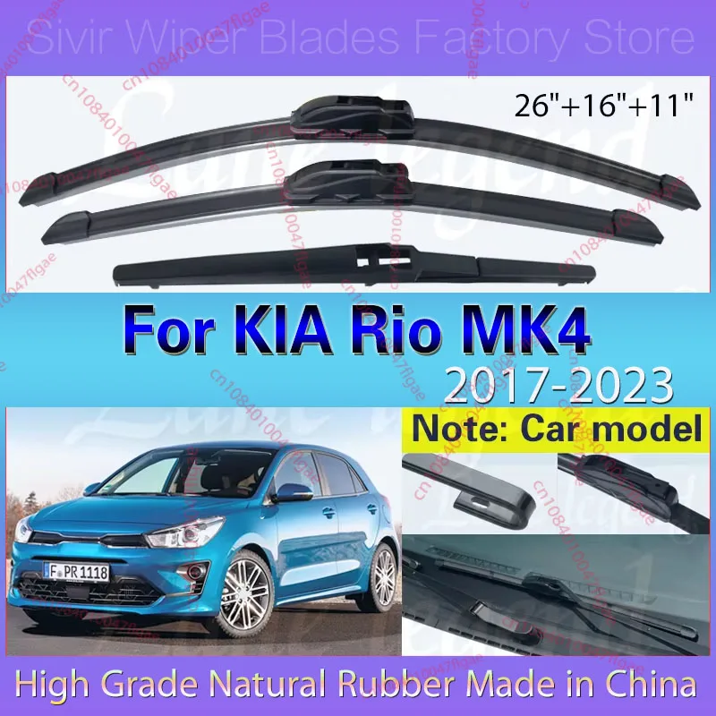 

Car Front Rear Wiper Blades For KIA Rio MK4 2017 - 2023 Soft Rubber Windscreen Wipers Auto Windshield Car Accessories 26"16"11"